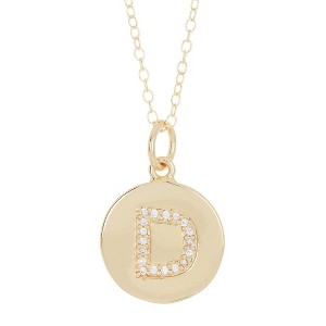 Adornia Tarnish Resistant 14k Gold Plated Initial Pave Disc Necklace - 1 of 3