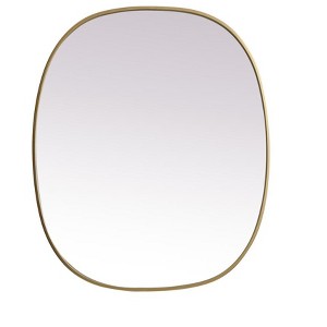 Elegant Lighting 30x36 Inch Oval Mirror, Brass Frame – Ideal for Transitional Style Bathrooms or Halls - 1 of 4