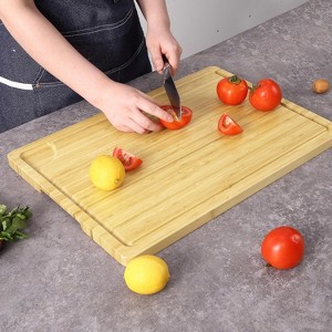 20x14 In Bamboo Cutting Board with Juice Grooves & Handles  display picture 1