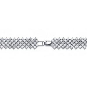 Guili Sterling Silver Rhodium Plated Clear Cubic Zirconia 4-Row Tennis Bracelet, Dazzling and Timeless Design for Sophisticated Style - 1 of 3