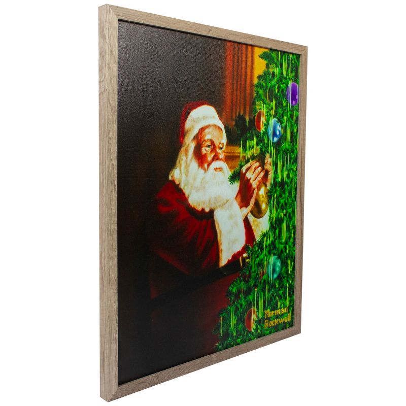 Northlight 19" Lighted Norman Rockwell 'Santa Trimming Tree' Christmas Wall Art, 4 of 6