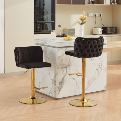 NicBex Swivel Bar Stools Set of 2,Velvet Counter Height Bar Stools with Back Tufted,Adjusatble Seat Height Bar Chairs for Home Pub,Kitchen,Cafe