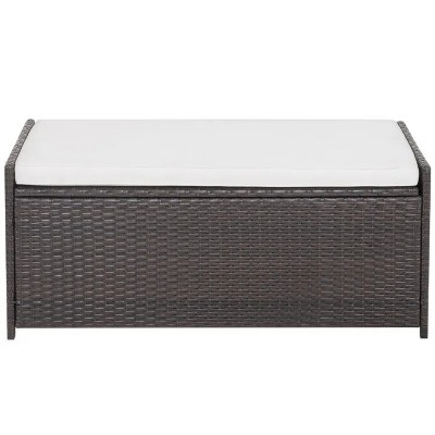34'' Patio Storage Bench with Seat Cushion and Zippered Liner
