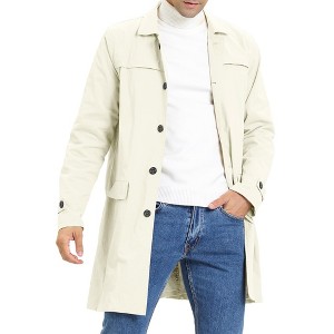 INSPIRE CHIC Men's Lightweight Solid Color Trench Coat Windbreaker Jacket - 1 of 4