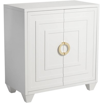 55 Downing Street Bertolli 30" Wide White 2-Door Modern Luxe Accent Cabinet