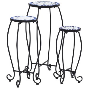 vidaXL Mosaic Tables 3 pcs Blue and White Ceramic - 1 of 4