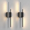 DORESshop 24 in. 2-Light Black Dimmable Wall Sconce Set of 2, Modern Double Rod Wireless Wall Lights for Bedroom Living Room - 4 of 4