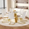 6-Piece Dining Set with Sintered Stone Tabletop and Dining Chairs with Golden Metal Leg - 3 of 4