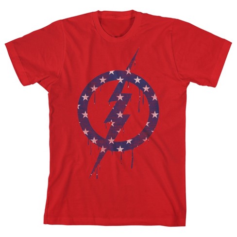 The Flash Lightning Bolt Logo Youth Red Graphic Tee-Medium