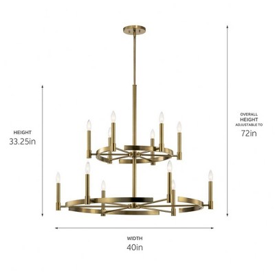 Tolani 12-Light Brushed Natural Brass Candle Chandelier