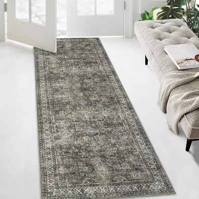 Vintage Area Rugs for Living Room, Washable Carpet Indoor Non Slip Large Area Rugs, Soft Low Pile Rug Foldable Floor Rug