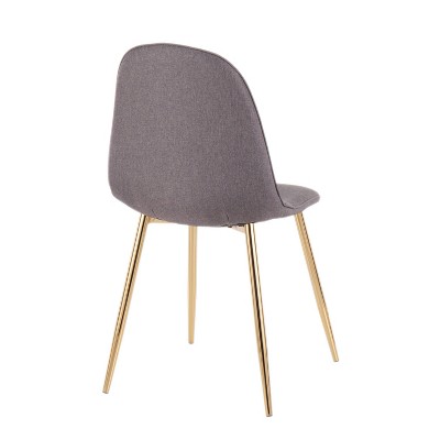 Set of 2 Gold Steel & Charcoal Fabric Contemporary Dining Chairs