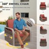 EAGLE PEAK Wicker Outdoor Patio Conversation Set, 2 Swivel Rocking Chairs, 3-Seat Loveseat, 2 Ottomans and Coffee Table, 6 Pieces - 4 of 4