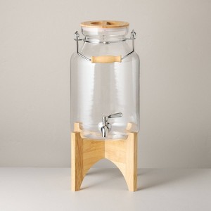 2pc Wooden Drink Dispenser with Lid and Stand - Hearth & Hand