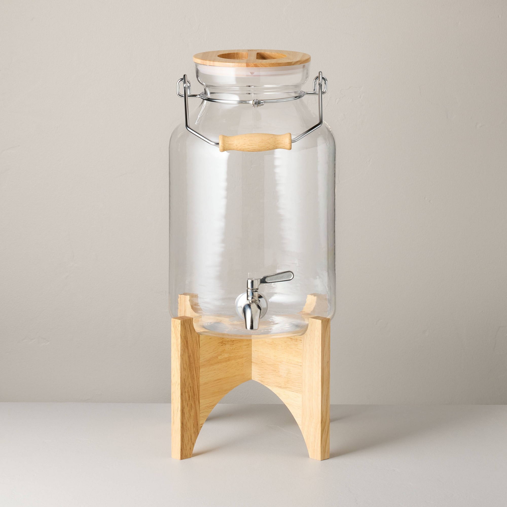 2pc Wooden Drink Dispenser with Lid and Stand - Hearth & Hand™ with Magnolia