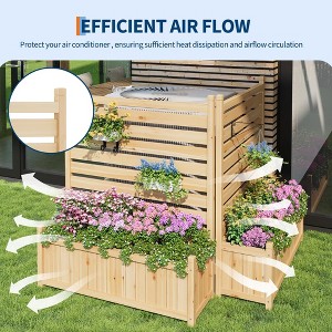 34x40 in Outdoor Privacy Fence Panels, 2-Panel Wood AC Unit Screen with Planter Box, Wood Privacy Fence Panels for Outside, Yard Fence for Pool,Patio - 1 of 4