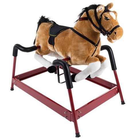 Rocking Horse Plush Animal on Wooden Rockers with Sounds, Stirrups, Saddle  & Reins, Ride on Toy, Toddlers to 4 Years Old by Happy Trails 