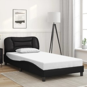 vidaXL Metal Bed Frame without Mattress with Headboard Black 39.4"x78.7" - 1 of 4