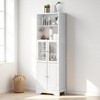 64-Inch Tall Storage Cabinet with Glass & MDF Doors, Adjustable Shelves, Anti-Tip Kit – Bathroom,Kitchen & Living Room Organizer - 3 of 4
