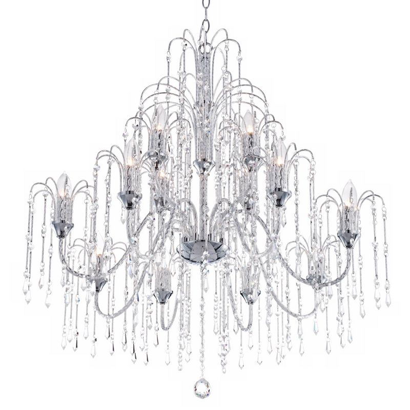 Vienna Full Spectrum Crystal Rain Chrome Chandelier 33" Wide Modern 12-Light Fixture for Dining Room House Foyer Kitchen Island Entryway Bedroom Home, 5 of 7