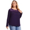 WhizMax Women Plus Size Pleated Flowy Top 3/4 Roll Sleeve Casual Loose Blouse Round Neck Tunic Shirt Long Sleeve - 4 of 4