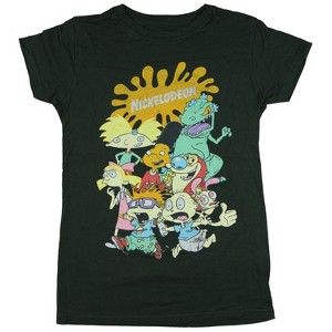 Seven Times Six Nickelodeon T-Shirt Juniors Rugrats Hey Arnold Short Sleeve Graphic Top Grey - 1 of 4