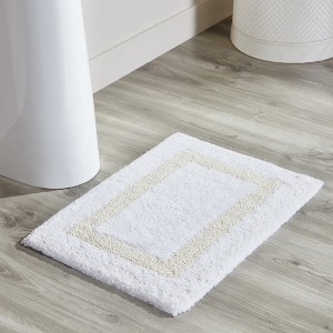 Hotel Bath Rug 100% Premium Cotton Tufted Weave Two Tone Reversible Bathroom Rug, Super Soft Absorbent, Machine Washable Bath Mat - 1 of 4