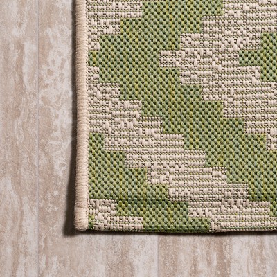 Sintra Diamond Green and Cream Reversible Synthetic Rug