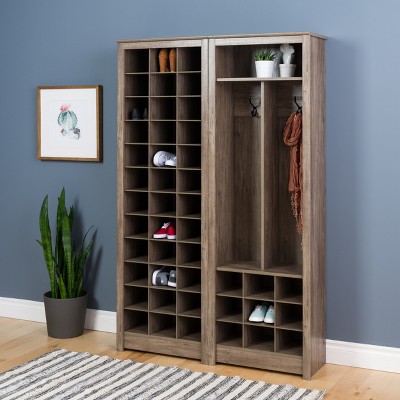 Drifted Gray 36-Pair Stackable Wood Shoe Rack
