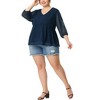 Agnes Orinda Women's Plus Size Chiffon Babydoll Long Sleeve V Neck Swiss Dots Blouses - 2 of 4