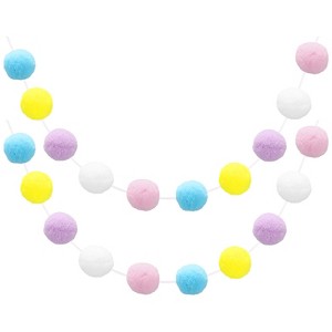 Unique Bargains Colorful Felt Ball Flexible Wear-resistant Pom Pom Garland 2 Pcs - 1 of 4