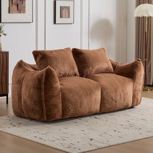 KTMBDW Bean Bag Chair for Adults, Bean Bag Sofa, Ultra Soft Love Seat Mini Sofa Couch, Faux Fur Reading Chair for Living Room Bedroom - 1 of 4