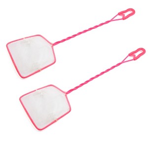Unique Bargains Plastic Coated Handle Landing Fish Net for Aquarium Pond 4.5" Width Pink 2 Pcs - 1 of 4