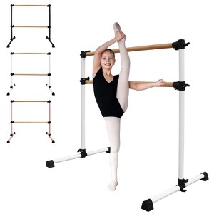 NAYSAYE 4FT Ballet Barre Solid Wood Freestanding Adjustable Double Bar for Home Dance Practice, White, 48"*30"*46" - 1 of 4