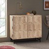 Natural Mango Wood Storage Cabinet, Christopher Knight Home Coffee Bar Cabinet, Kitchen Pantry Cabinet, Buffet Cabinet, Geometric Cabinet with 2 Doors - 2 of 4