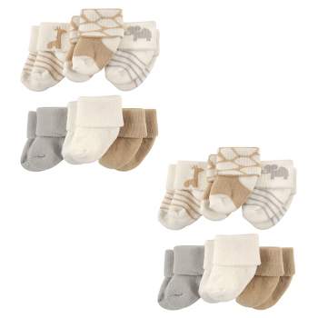 Luvable Friends Unisex Baby Newborn and Baby Socks Set, Safari 12-Piece, 0-3 Months