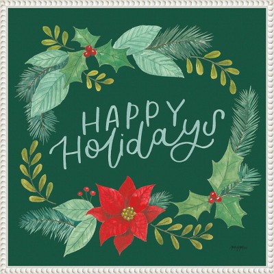 22"x22" White Framed Holiday Botanical Canvas Print