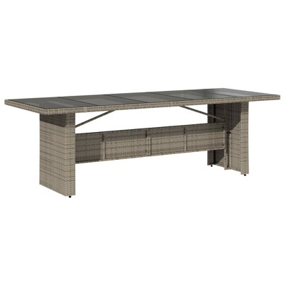 vidaXL Garden Table Grey Poly Rattan Large Durable Garden Table