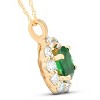 Pompeii3 1 3/4ct Emerald & Genuine Diamond Halo Pendant 14K Yellow Gold - 2 of 3