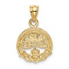 Black Bow Jewelry 14k Yellow Gold Green Enamel Clover & Claddagh Pendant, 14mm - 3 of 4