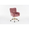 Velvet/Teddy Fabric 360 Swivel Home Office Chair With Gold Metal Base And Universal Wheels, Height-Adjustable Task Chair 4L - ModernLuxe - 4 of 4