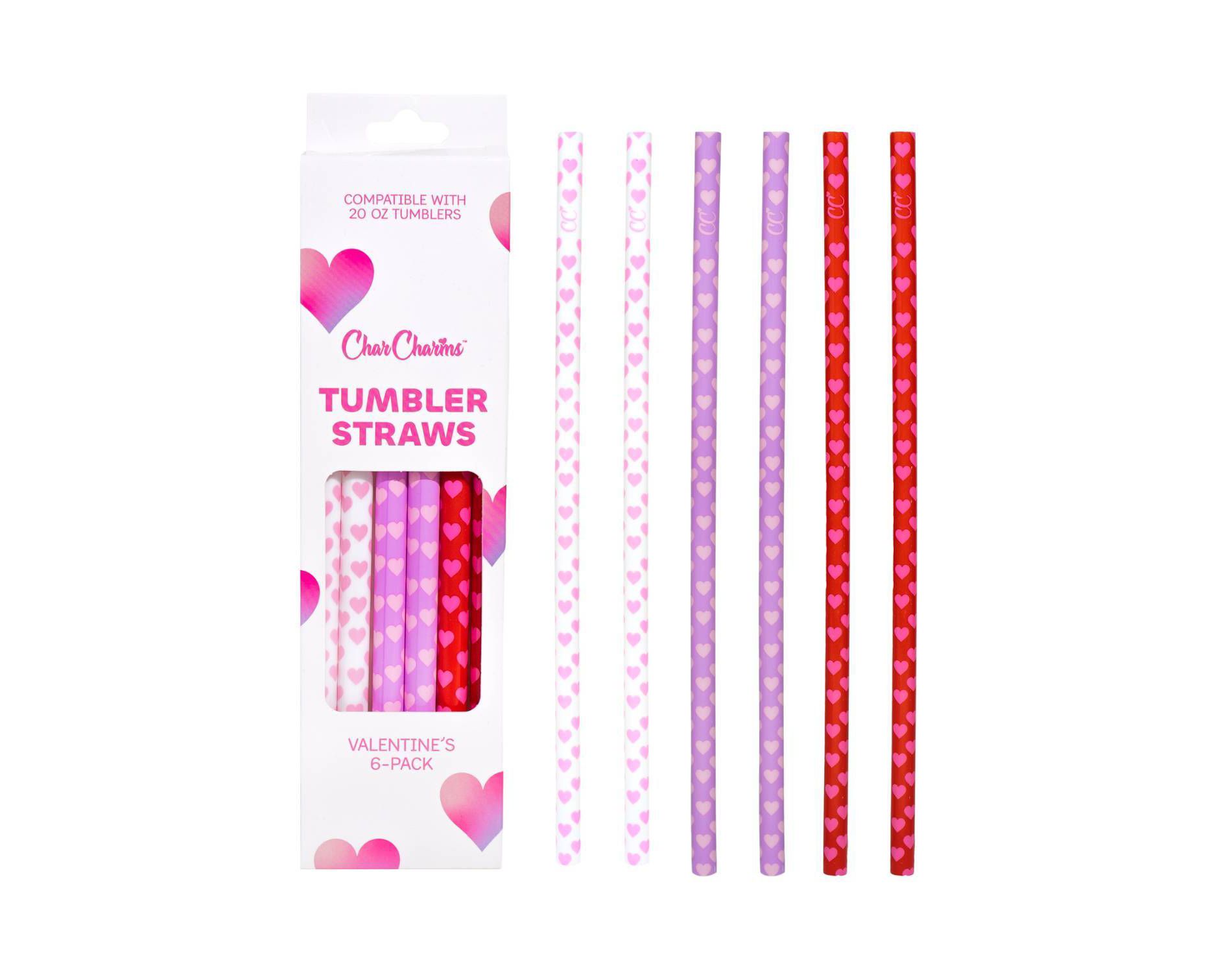 CharCharms 6pk Valentines Water Bottle Straws