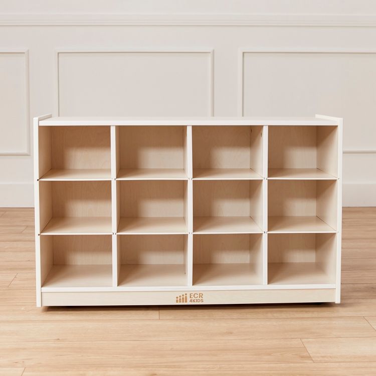 ECR4Kids 12 Cubby Mobile Tray Storage Cabinet, 3x4, Classroom Furniture ...