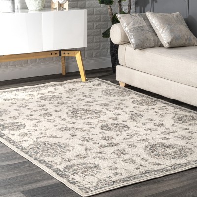 Clarissa Gray and Beige Rectangular Synthetic Oriental Rug