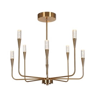 LNC Syringodium 8-Light 27" Candle Modern Large Integrated LED Chandelier, Polished Gold - 1 of 4