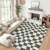 Acekool 2x6 Washable Plaid Rug – Modern Non-Slip Hallway Carpet, Stain-Resistant Geometric Design in Coastal Blue - 2 of 4