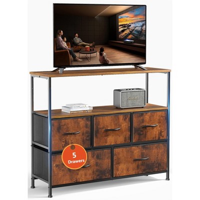 Musment Tall Dresser Fabric Storage Tower ,Wooden Top for Kid Room, Closet, Entryway,