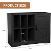 Record Player Stand Cabinet with Door, Farmhouse Turntable Storage Cabinet with 6 Display Holder Shelves, Wooden CD DVD Table Rack for Living Room - 2 of 4