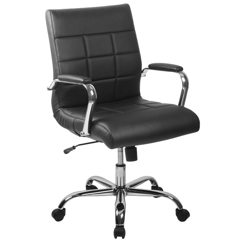 Flash Furniture Mid-Back Vinyl Executive Swivel Office Chair with Chrome Base and Arms, 1 of 12