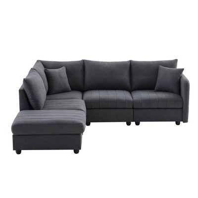 NicBex Modern 89" Sectional Sofa Modular L Shaped Sofa Couch with Removable Ottoman for Living Room Apartment